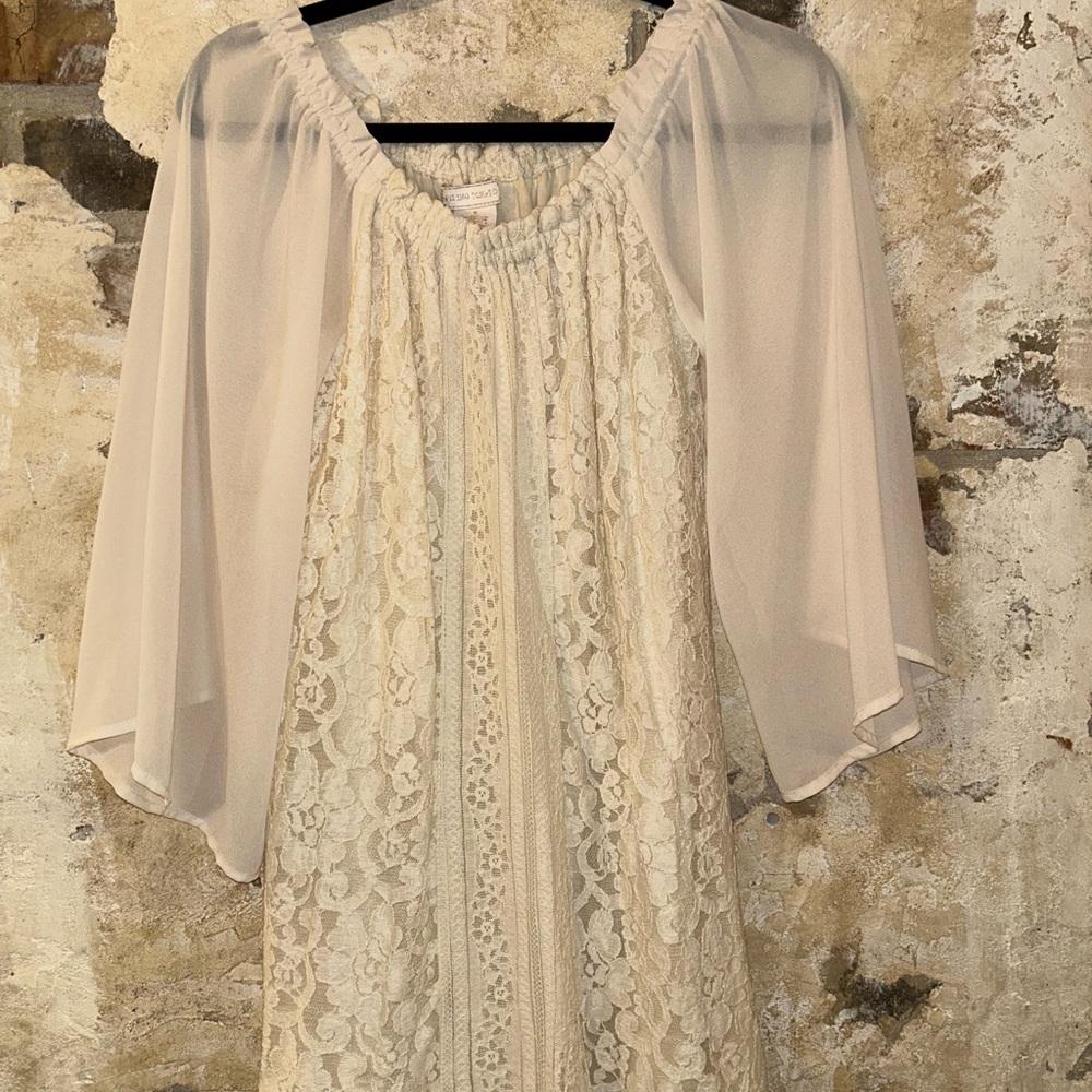 Flying Tomato Cream Flutter Sleeve Sundress